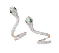 Pendientes Serpiente para Mujeres, Circonita Cúbica Climber Pendientes, Ojo Esmeralda Serpiente Arrastrante Ear Cuff, 2.6cm Micro Pavé Tonificado Plata, Joyería para Moda Diaria Edgy