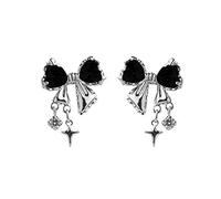 Pendientes simples de circón con lazo, pendiente perforador de temperamento, joyería de, regalo de cumpleaños, pendientes perforados de hipoalergénicos para niñas