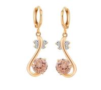 Pendientes simples para mujer, aretes colgantes de oro para mujer, mariposa con circonita cúbica redonda, 10 x 36 mm, para tía, día del padre, joyería simple, 10x36MM, Base chapada en oro rosa