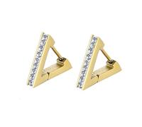 Pendientes simples para mujer, aretes de aro de plata con forma de triángulo/cuadrado/rombo con circonita cúbica para hombre, joyería de compromiso de moda, Style 7, Acero inoxidable, Circonia cúbica