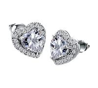 Pendientes simples y delicados de las mujeres con pendientes de circonita en forma de corazón pendientes elegantes de cristal -Pendientes de zircon pendientes femeninos genuinos conjunto de damas