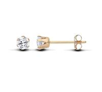 Pendientes solitarios de oro amarillo de 9 quilates, 0,25 quilates, 3 mm de diámetro, Oro amarillo