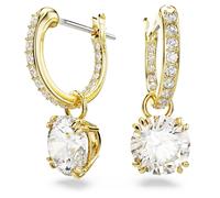 Pendientes Stilla, Talla redonda, Blancos, Acabado en oro de 18 quilates OS