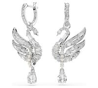 Swarovski Pendientes Swan Vienna, Cisne, Blancos, Baño de rodio