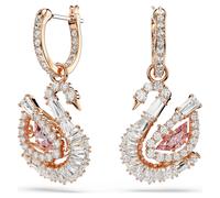 Pendientes Swan, Pavé, Cisne, Rosas, Acabado en oro rosa de 18 quilates OS