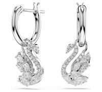 Pendientes Swan, Tallas mixtas, Cisne, Blancos, Baño de rodio OS