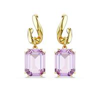 Pendientes Millenia, Talla octogonal, Morado, Baño tono oro