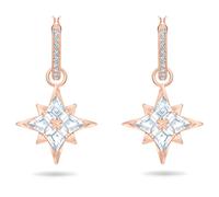 Pendientes Symbolica, Estrella, Blancos, Acabado en oro rosa de 18 quilates OS