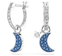 Pendientes Symbolica, Talla redonda, Luna, Azules, Baño de rodio OS