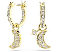 Pendientes Symbolica, Talla redonda, Luna, Blancos, Acabado en oro de 18 quilates OS