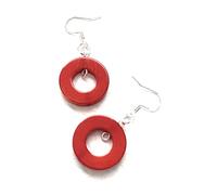 Pendientes Tagua en naranja y verde marfil Tag215, aretes orgánicos hechos a mano, anillos naranjas pendientes Tagua, Plata Tagua Marfil vegetal Plata, No es una piedra preciosa