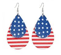 Pendientes temáticos del Día de la Independencia, accesorio de joyería de adecuado para varios atuendos, pendientes de estrella patriótica