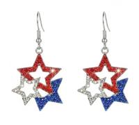 Pendientes temáticos del Día de la Independencia, accesorio de joyería de adecuado para varios atuendos, pendientes de estrella patriótica