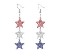 Pendientes temáticos del Día de la Independencia, accesorio de joyería de adecuado para varios atuendos, pendientes de estrella patriótica
