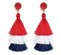 Pendientes temáticos del Día de la Independencia, accesorio de joyería de adecuado para varios atuendos, pendientes de estrella patriótica