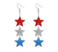 Pendientes temáticos del Día de la Independencia, accesorio de joyería de adecuado para varios atuendos, pendientes de estrella patriótica