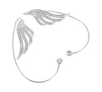 Pendientes Tipo Ear Cuff Alas de Gemas de Imitación, Plata | Aleación y Rhinestone, 1 Par, Joyería Decorativa para Mujer y Adolescentes