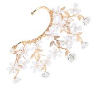 Pendientes Tipo Ear Cuff de Flor Dorados de Aleación de Zinc | Perforación, Ajuste Seguro, para Novias y Acompañantes, Uso en Celebraciones y Eventos Obsequios