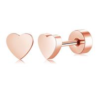 Pendientes TItan con forma de corazón, redondos, plateados, oro rosa/oro para mujeres, niñas, hombres, hipoalergénicos, para dormir y tragus, klein, Titanio, Sin piedra preciosa