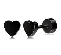 Pendientes TItan con forma de corazón, redondos, plateados, oro rosa/oro para mujeres, niñas, hombres, hipoalergénicos, para dormir y tragus, klein, Titanio, Sin piedra preciosa