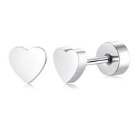 Pendientes TItan con forma de corazón, redondos, plateados, oro rosa/oro para mujeres, niñas, hombres, hipoalergénicos, para dormir y tragus, klein, Titanio, Sin piedra preciosa