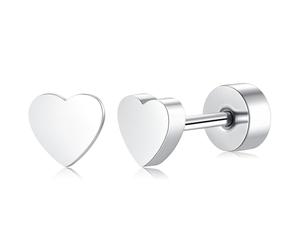 Pendientes TItan con forma de corazón, redondos, plateados, oro rosa/oro para mujeres, niñas, hombres, hipoalergénicos, para dormir y tragus, klein, Titanio, Sin piedra preciosa