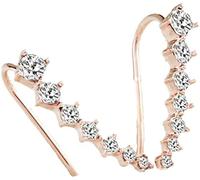 Pendientes trepadores de oreja con estrella pequeña, cristal artificial, tono plateado, para mujer, diseño práctico