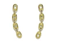 Pendientes trepadores de oro amarillo de 18k. 1.90cm de largos y 4mm de anchos, estilo cadena. Cierre presión. Oro a la moda.