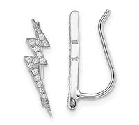 Pendientes trepadores de plata de ley 925 con circonita cúbica chapada en rodio para mujer