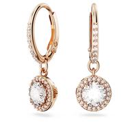Pendientes Una Angelic, Talla redonda, Pavé, Blancos, Acabado en oro rosa de 18 quilates OS