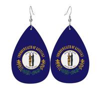 Pendientes únicos de piel con diseño de gota de agua, accesorios de joyería, diseño de bandera del estado de Kentucky