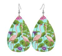 Pendientes únicos de piel con diseño de gota de agua, accesorios de joyería, diseño de flamenco, amor, flores