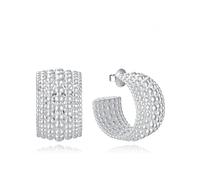 Pendientes Viceroy Mujer 14317E01000 - Aros Abiertos de Acero Chapado en Plata 999 con Diseño de Bolas, 2 cm, Colección Laura Escanes