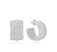 Pendientes Viceroy Mujer 14317E01000 - Aros Abiertos de Acero Chapado en Plata 999 con Diseño de Bolas, 2 cm, Colección Laura Escanes