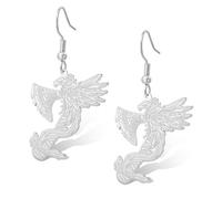 Pendientes vikingos de Fénix de acero inoxidable con hacha vikinga que se levantan de las cenizas fénix mitología nórdica regalos de joyería talla única (plata)