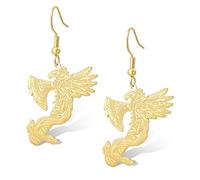 Pendientes vikingos de Fénix de acero inoxidable con hacha vikinga que se levantan de las cenizas fénix mitología nórdica regalos de joyería talla única (oro)