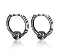 Pendientes vikingos de plata de ley 925, estilo hip hop, negros, punk rock, vikingo, con cuentas, para hombres y mujeres (odin), No es una piedra preciosa