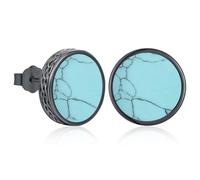 Pendientes Vikingos para Hombres, Pendiente turquesa de plata de ley 925 y Pendiente con Tachuela góticos punk negros hipoalergénico, Regalos de joyería para hombre y mujer