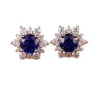 Pendientes vintage Art Deco para mujer, diseño de copo de nieve con zafiro creado en laboratorio de 1,4 quilates y moissanita, oro blanco de 18 quilates