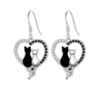 Pendientes vintage de plata con diseño de copo de nieve, gato hummingbird, tortuga de mar, búho, pendientes para mujer, estilo irlandés, con cuatro pendientes deportivos, talla única, Aleación de cinc