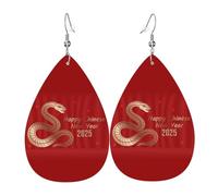 Pendientes Year Of The Snake 2025 Happy Chinese New Year 2025 Aretes Colgantes Vintage Pendientescolgantes Doble Cara Pendientesde Piel Sintética Para Mujeres Fiesta Amantes