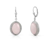 Pendientes Zeeme piedras preciosas pendientes plata de ley 925 cuarzo rosa ro...