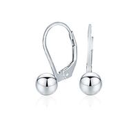 Pendientesclasicos Sencillos Colgantes De Bola Con Abalorios Redondos Para Mujer .925 Plata De Ley 6Mm