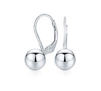 Pendientesclasicos Sencillos Colgantes De Bola De Abalorios Redondos Para Mujer .925 Plata De Ley 8Mm
