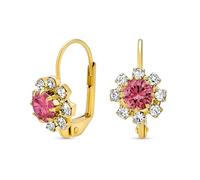 Pendientescolgantes Flor Cristal Violeta Lavanda Y Blanco 18K Latón Dorado Para Mujer Amatista Simulada