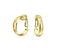 Pendientesde Aro Clásicos, Sencillos, Pulidos Y Ligeros, Con Clip, Para Mujer, Sin Agujeros En Las Orejas, Bañados En Oro Amarillo De 14 Quilates Y En Plata De Ley 925 De Diámetro 0,75 Mm