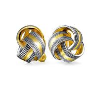 Pendientesde Clip De Dos Tonos Sin Agujero Orejas Negro Oxidado Oro 14K Latón