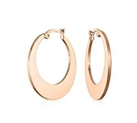 Pendientesgrandes Ovalados Planos De Moda Para Mujer Acero Inoxidable Chapado En Oro Rosa 1.25 Diametro