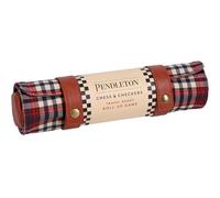 Pendleton Red Black Check Pattern Chess & Checkers: Travel-Ready Roll-up Game