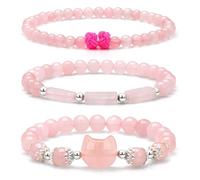 Pendlixy 3 pulseras de gato para atracción de dinero, pulseras de obsidiana negra para mujer, pulsera de cuentas de piedra de riqueza, prosperidad y abundancia, pulsera elástica de protección